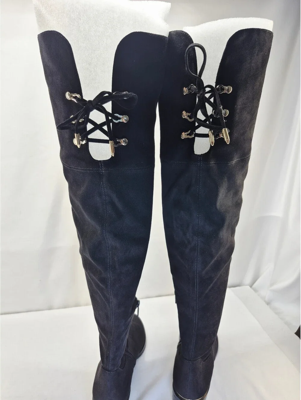 Ivanka Trump Women's 7M Black Suede Over The Knee Low Heel Boots